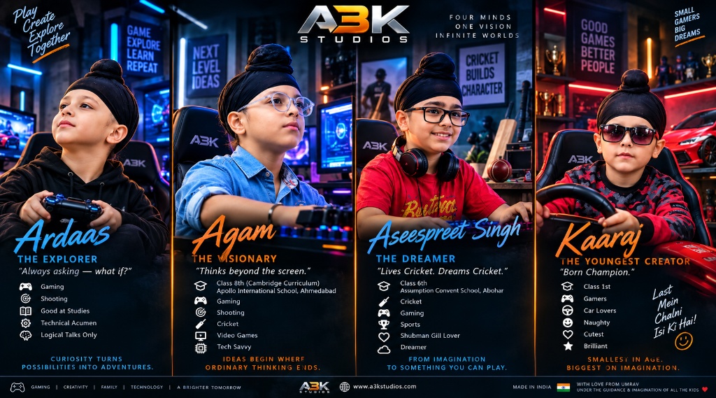 A3K Studios — The Four Brothers: Ardaas, Agam, Aseespreet, Kaaraj